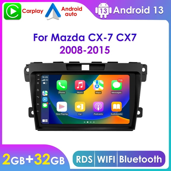 32GB Android 13 Bluetooth Apple CarPlay Wifi AUX Car Stereo Radio Head Unit GPS Navigation Player For Mazda CX-7 2008 2009 2010 2011 2012 2013 2014 2015
