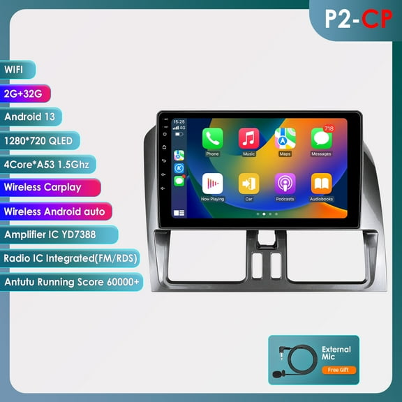 32GB Android 13 Wifi Bluetooth Apple Carplay Car Stereo Radio Head Unit GPS Navigation Player For Volvo XC60 2008 2009 2010 2011 2012 2013