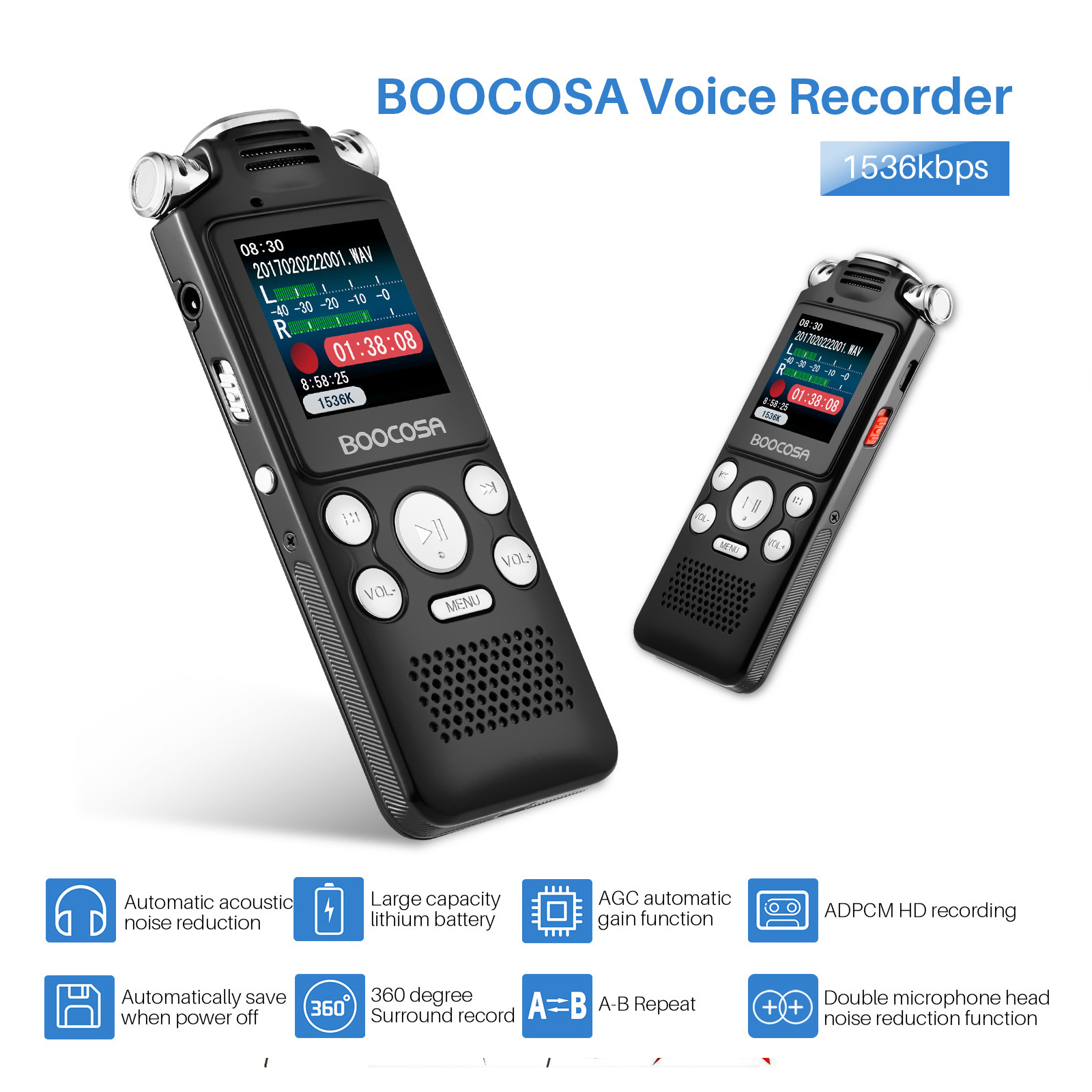 32GB Digital Voice Recorder Voice Activated Recorder with Playback