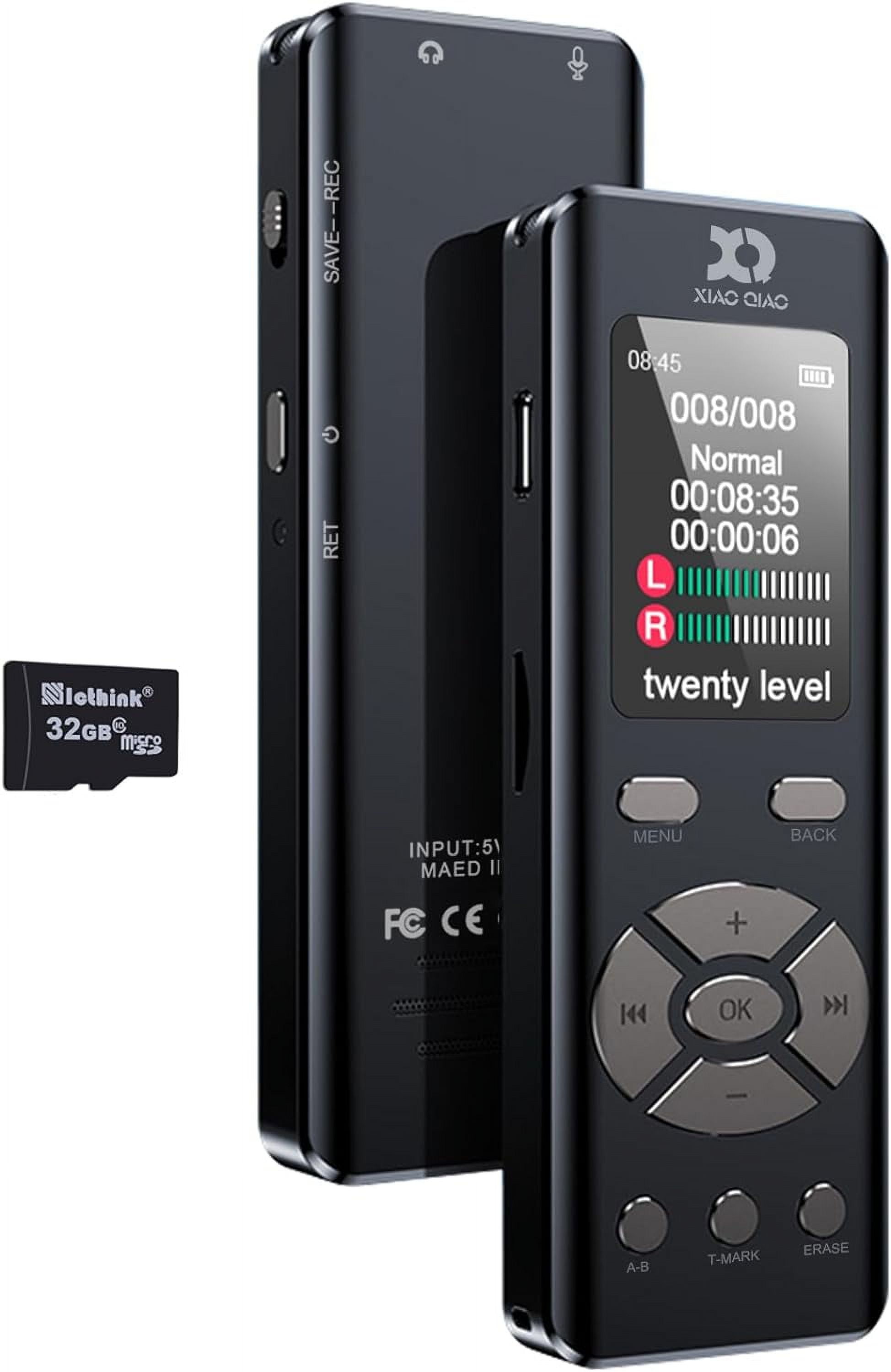 32GB Digital Voice Recorder for Lectures Meetings - Voice Activated Recorder with 2324 Hours Capacity Sound Audio Recorder Dictaphone Recording Device with Playback,MP3 Player,Variable Speed,Password