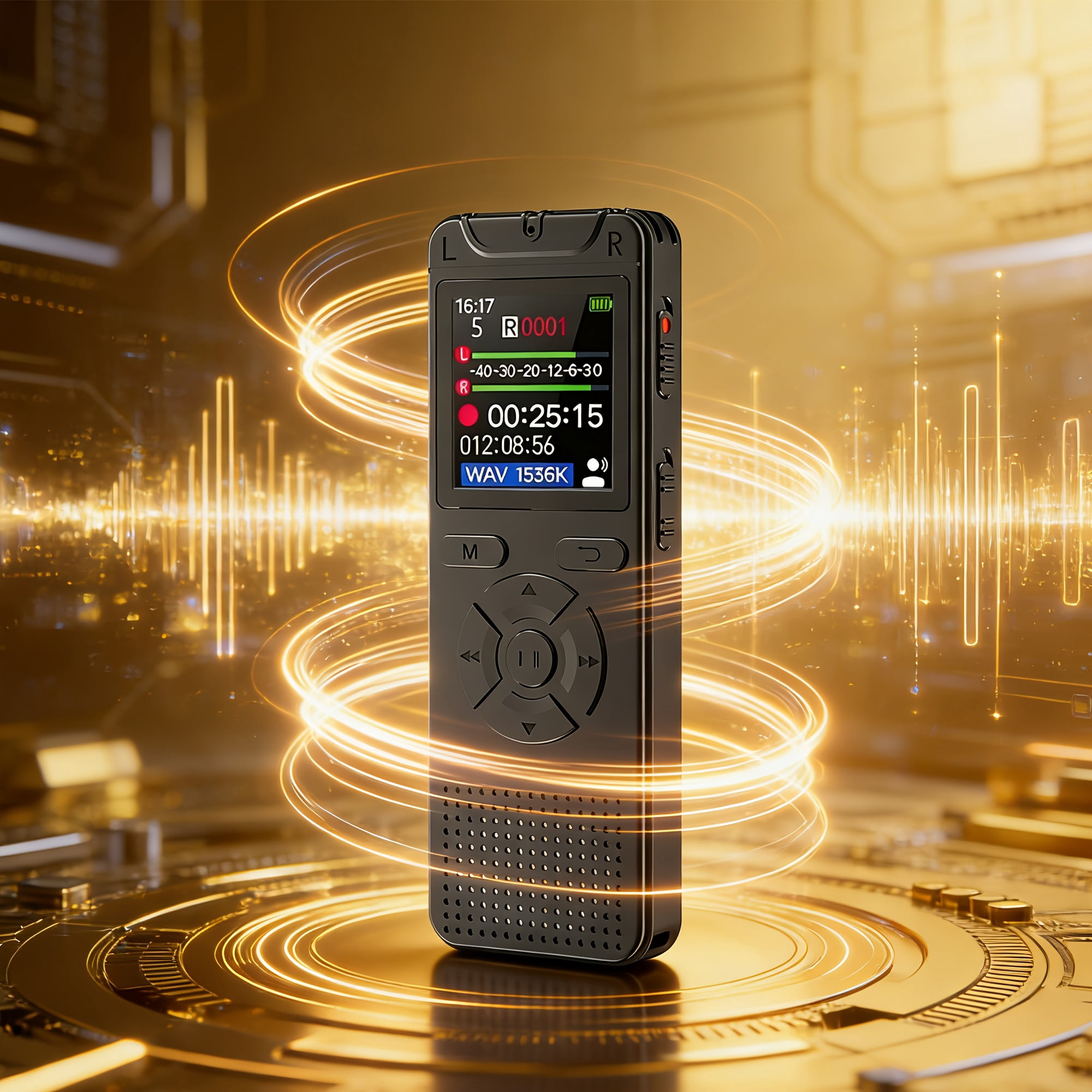 32GB Digital Voice Recorder with Voice Activation, One-Click Record, Simultaneous Playback & Recording, 512Kbps Noise Reduction, MP3 Player, Timer, Password Lock, USB Function