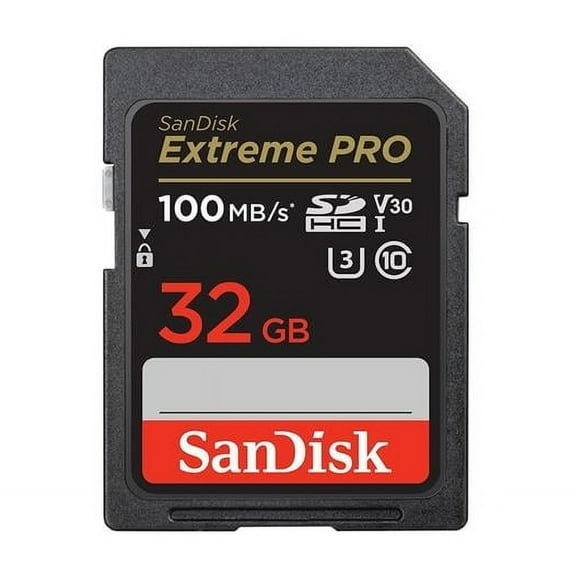32GB Extreme PRO UHS-I V30 SDHC Class 10 Memory Card, Black, Gray & Red