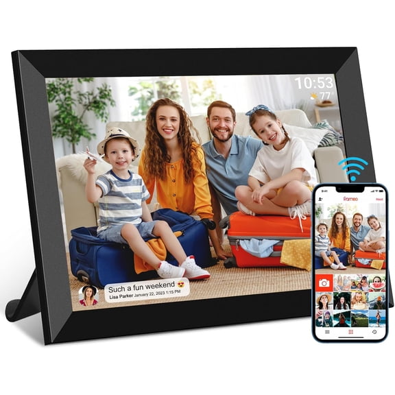 32GB FRAMEO 10.1 Inch Smart WiFi Digital Photo Frame 1280x800 IPS LCD Touch Screen, Auto-Rotate Portrait and Landscape, Built in 32GB Memory, Share Moments Instantly via Frameo App from Anywhere