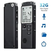 32GB Lecture Digital Voice Recorder, Rechargeable Digital Voice Activated Audio Voice Recorder, Mini Audio Recorder Voice Mic, Portable Tape Dictaphone with Playback, USB, MP3, A-B Function