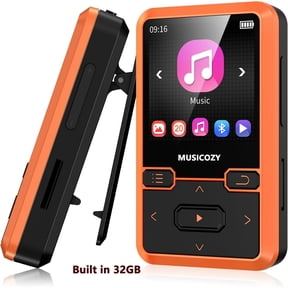 32GB MP3 Player with Bluetooth 5.0, Mini Clip Portable Wearable MP3 Player with FM Radio Recording, Children's Music mp3 Player, Mp3 Mp4 Player with Pedometer, Music Player Support up to 128GB(Orange)