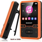 32GB MP3 Player with Bluetooth 5.0, Mini Clip Portable Wearable MP3 Player with FM Radio Recording, Childrens Music mp3 Player, Mp3 Mp4 Player with Pedometer, Music Player Support up to 128GBOrange