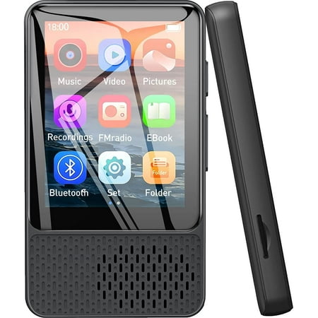 32GB MP3 Player Bluetooth 5.0, Portable 2.4-inch Full Touch Screen HiFi Lossless Music Music Player with Speakers