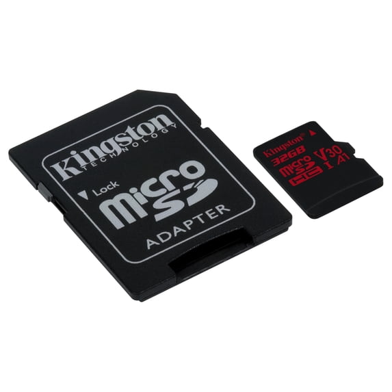 32GB microSDHC Canvas React 100R/70W U3 UHS-I V30 A1 Card + SD Adptr 
