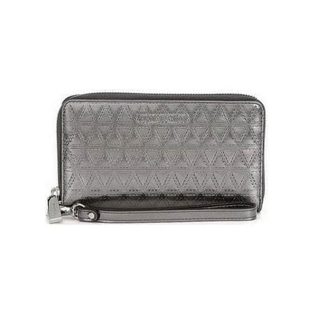 32H7Sf6E3K-041 Quilted Metallic Multifunction Phone Wallet - Metalic Grey
