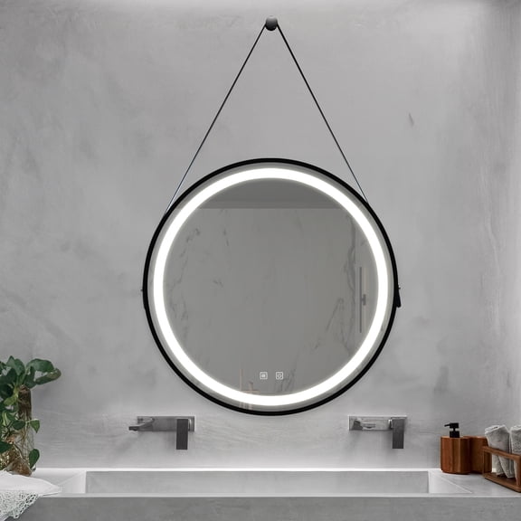 32Inch Bathroom Led Classy Vanity Mirror with Focused Backplane,Black Aluminum Alloy Frame,High Lumen,Dimmable Touch,Wall Switch Control,Anti-Fog,Cri 95 Adjustable 3000K-4500K-6000K,Ip54