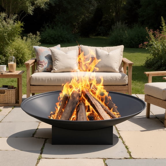 32Inch Fire Pit Table with Lid for Outdoor Bonfire Gatherings, Wood Burning Firepits for Outside Patio