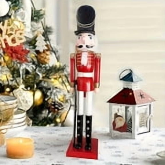 32Inch Wooden Soldier Nutcracker Christmas Decor -Suitable for celebrating Christmas, winter indoor decoration, applicable for use on dining table, desktop and beside the fireplace
