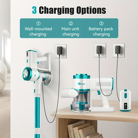 32KPA Cordless Stick Vacuum - Self-Standing, Charging Dock, Removable Battery, LED Screen, One-Click Dusting for Pet Hair, Carpet, Hardwood