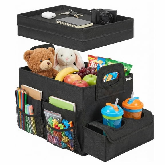 32L Car Seat Organizer Front Back Cup Holders Foldable Trunk Travel Storage Tidy Bag