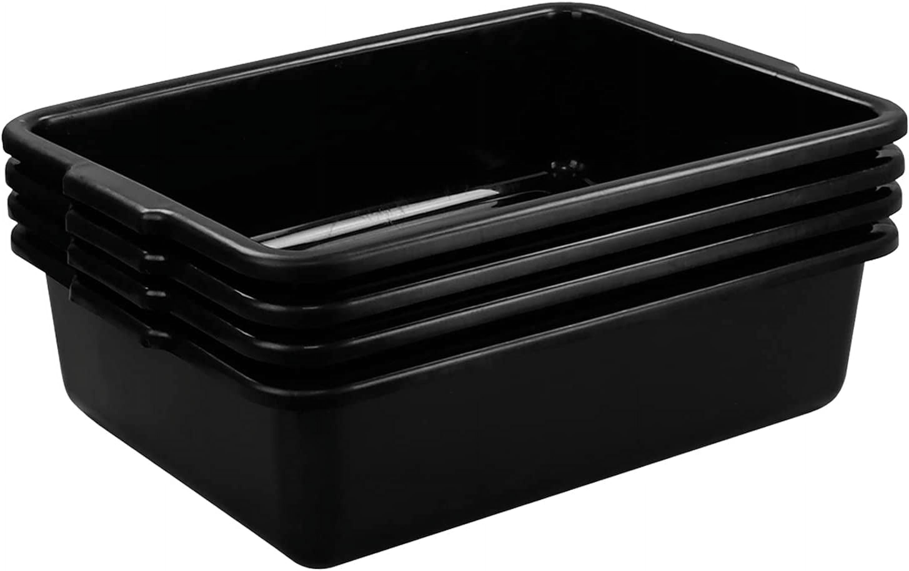 32L Large Commercial Bus Box, Wash Basin Tub, Black, 4 Pack