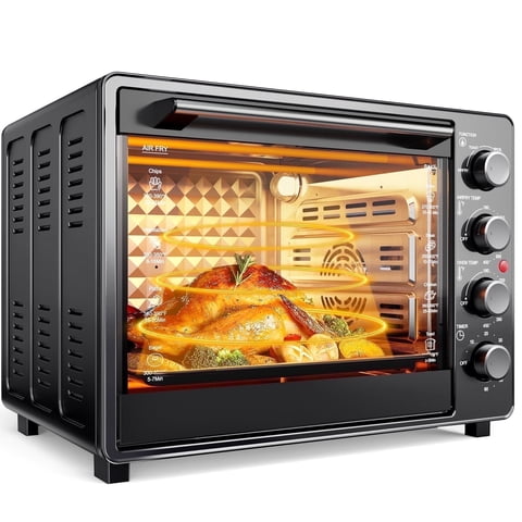 34 QT Super-Large Air Fryer, Electric Toaster Oven Countertop, Pizza, Warm, Broil, Toast, Bake, Air Fry, 1500W, 5 Functions, 85% Oil-Less