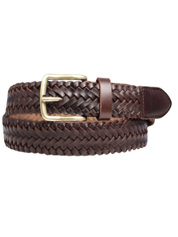 Men's Genuine Leather Braided Belt, Sizes S-2XL