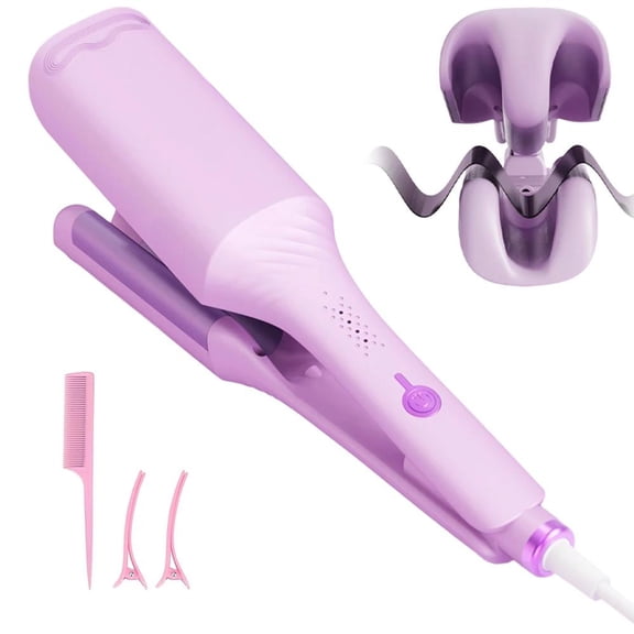32MM Hair Curler Curling Tool Spiral Curls Lasting Styling Fast Heating Deep Wave Deep V-shaped Electric Curling Iron 4 Temperature Adjustable Iron Styler Wand for All Hair Style