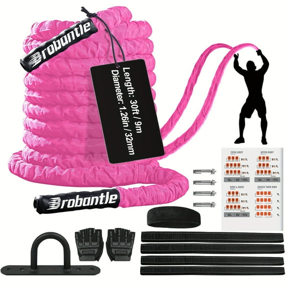 32MM X 9M Battle Rope, Weighted Jump Rope, Exercise Rope Battle Rope Heavy Exercise Rope Workout Rope, Weighted Jump Rope For Men Women