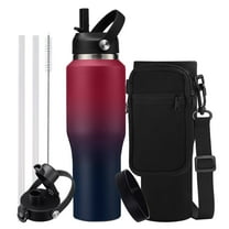 32OZ Insulated Tumbler with Lid and Straw - Leak Proof Cold-48H Hot-24H, Stainless Steel Tumblers Large Metal Flask Water Bottles fits in Cup Holder
