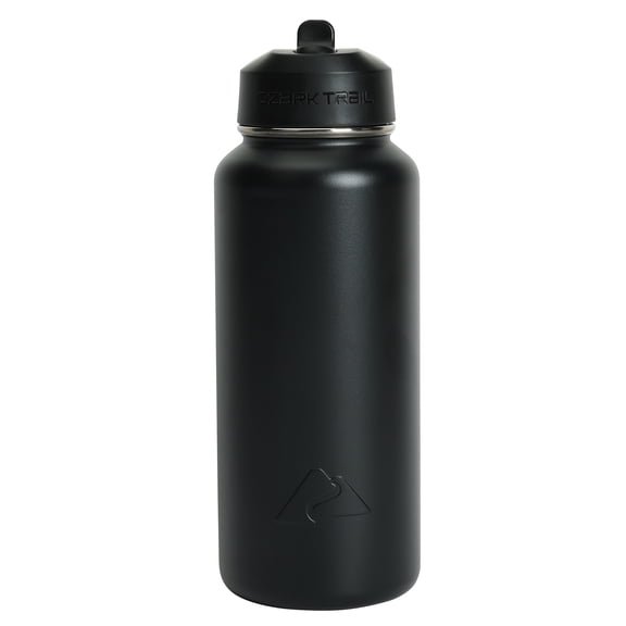 Ozark Trail 32 oz Stainless Steel Insulated Flip-Straw Water Bottle with Handle, Black