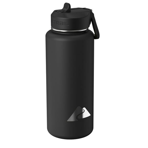 Ozark Trail 32 oz Stainless Steel Insulated Flip-Straw Water Bottle with Handle, Black