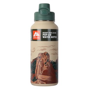 Botella de agua de acero inoxidable aislada de 32 oz con tapa pop, Desert Vista