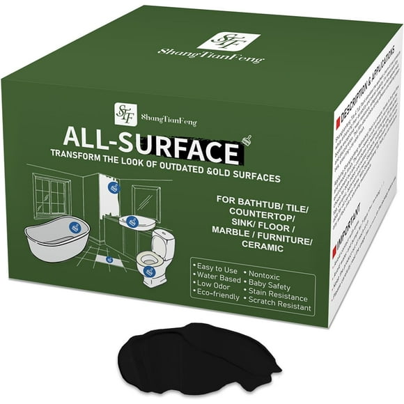 32Oz Black Ceramic tub and tile Paint Refinishing Kit Bathtub Bathroom wall Paint, Easy of Usecountertop sink Paint Resurfacing Sink Tub Low Odor No Toxic (Black50-60sq.ft)