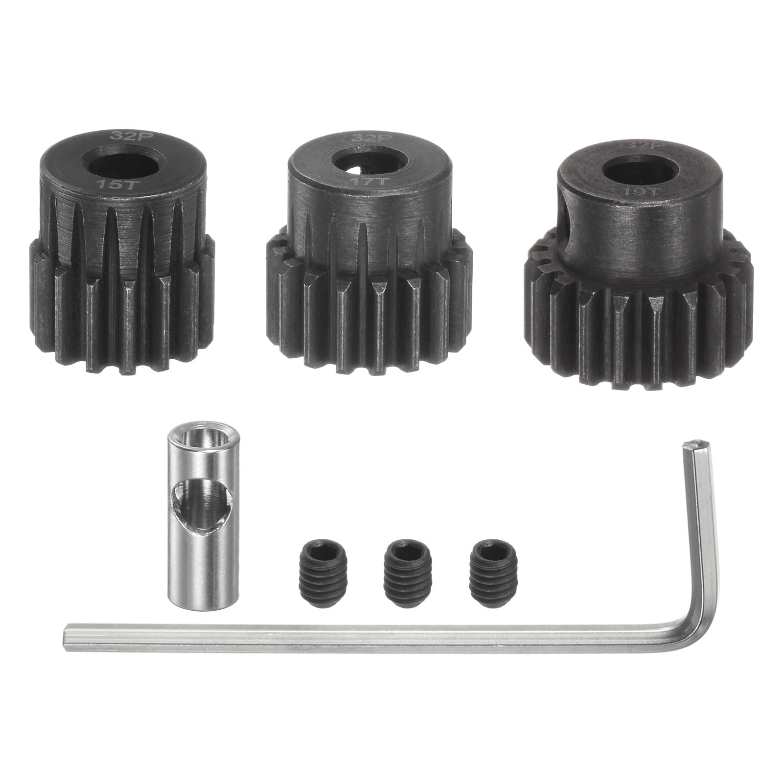 Uxcell 32P Pinion Gear Set - 5mm Shaft 17T-21T With Coupler For RC Cars