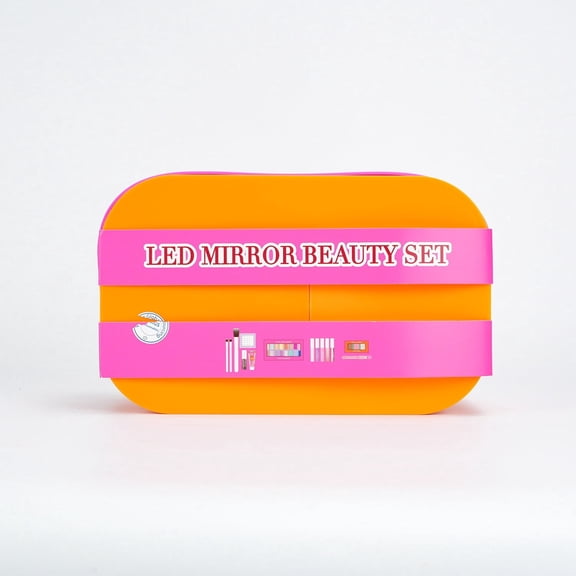LED Mirror Makeup Set, Orange, 32 Pieces