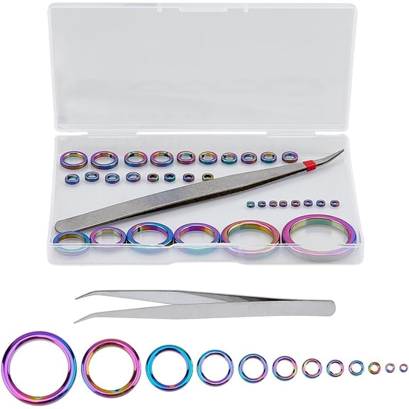 32PCS 12 Sizes Porcelain Fishing Rod Repair Part Fishing Rod Tip Guide Ring Fishing Rod Eye Replacement Kit with 1PC Iron Beading Tweezers Hole: 1.8~23mm Making DIY