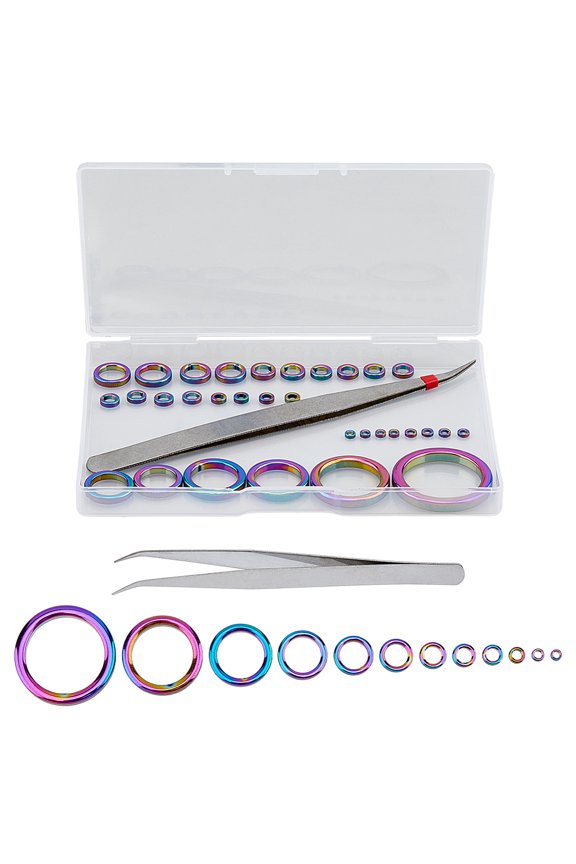 32PCS 12 Sizes Porcelain Fishing Rod Repair Part Fishing Rod Tip Guide Ring Fishing Rod Eye Replacement Kit with 1PC Iron Beading Tweezers