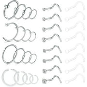 BRIANA WILLIAMS 32PCS 18G Nose Rings for Women Nose Studs L-Shaped Nose Studs Screw