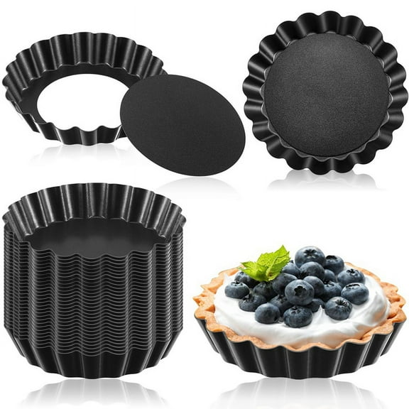 32PCS 3 Inch Mini Tart Pans Egg Tart Mold with Removable Bottom Round Quiche Pan Mini Pie Pans Bakeware Mold