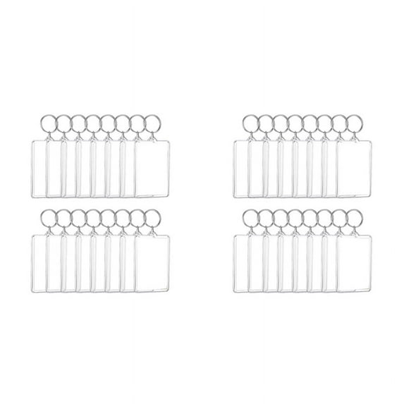 32PCS Acrylic Photo Frames Keychain Holder Insert Blank Keyring for DIY Craft 2.2 X 3 Inch