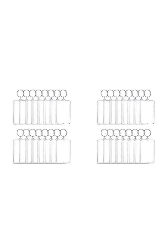 32PCS Acrylic Photo Frames Keychain Holder Insert Blank Keyring for DIY Craft 2.2 X 3 Inch