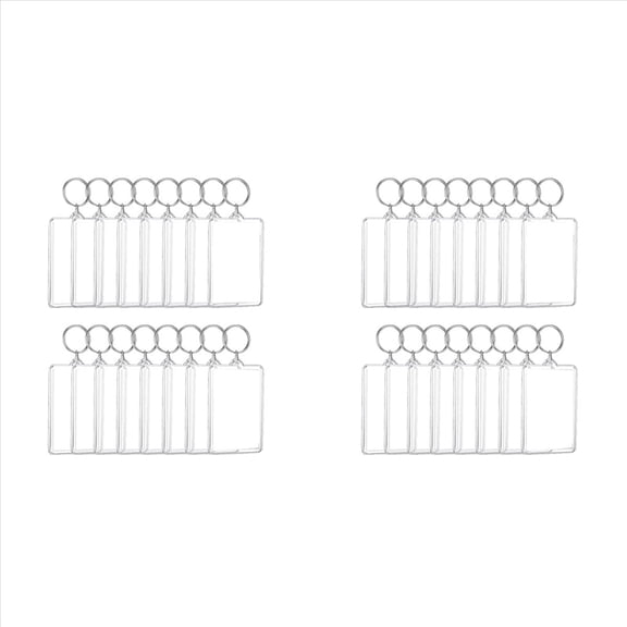 32PCS Acrylic Photo Frames Keychain Holder Insert Blank Keyring for DIY Craft 2.2 X 3 Inch