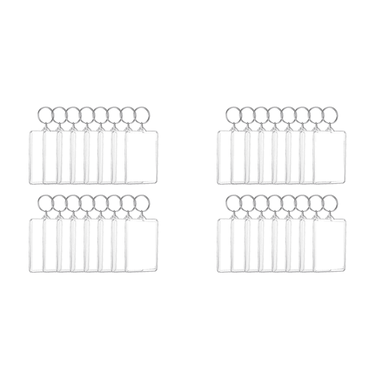 32PCS Acrylic Photo Frames Keychain Holder Insert Blank Keyring for DIY ...