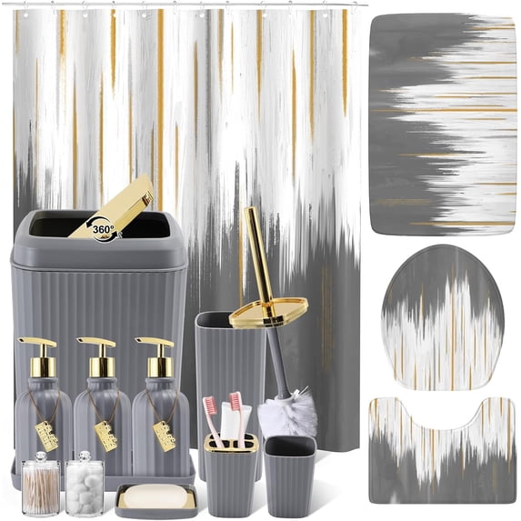 Las Vegas Raiders Black Waterproof Bathroom Set - Shower Curtain & More - NFL Fan Gear