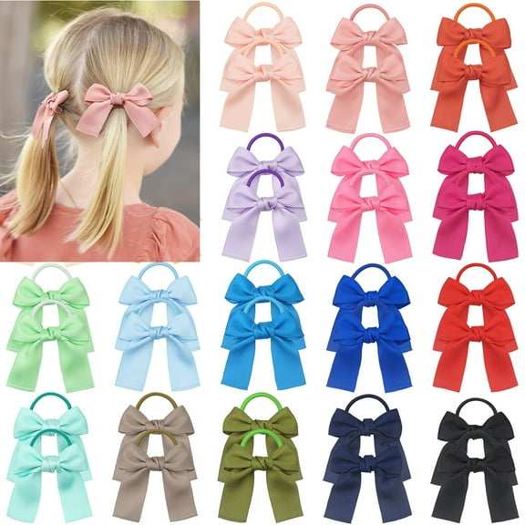 32PCS Bow Elastic Hair Ties Bowknot Ponytail Holder Hair Cute Bow Hair Bands Hair Ropes Hair Styling Accessories for Thick Thin Women Girls