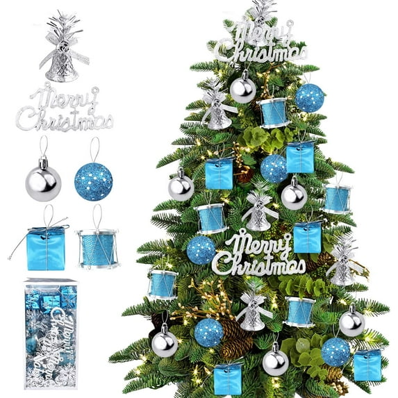 32PCS Christmas Tree Ornament Decoration Set Red Green Gold Christmas Ball Shatterproof Hanging Tree Ornament Assortment Set