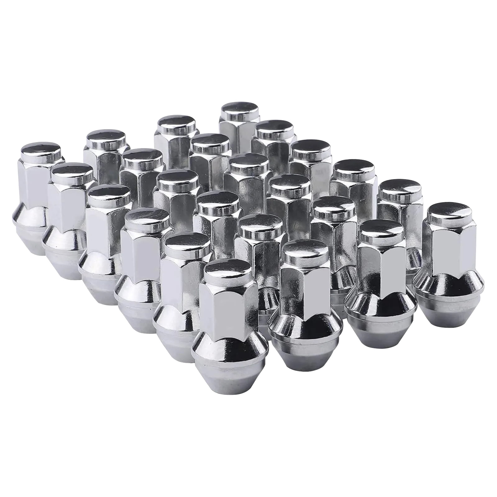 32PCS Chrome 14x2 Lug Nuts, 13/16 Hex, OEM Style Large Acorn Seat, 2.2" Length, 1.1" Width, Cone Seat