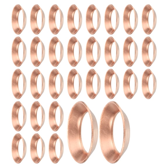 32PCS Copper Flare Gasket, 3/8" Tube Size, Suitable for 9.52mm Copper Pipe, Fittings for Air Conditioner Refrigeration Accessories