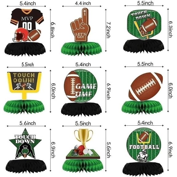 32PCS Football Party Decorations Kit, Tailgate & Football Birthday Party Game Day Supplies with Banner, Swirl Streamers, Honeycomb Table Centerpieces$$Home Decor, Kitchen, & Other