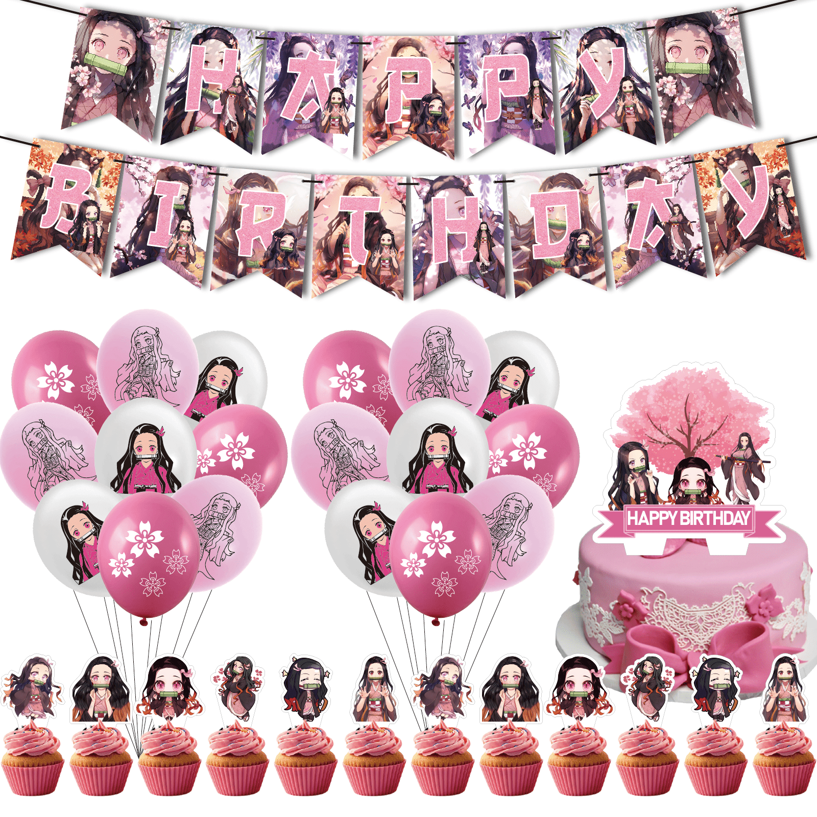CUUSNNY Princess Witch Birthday Party Decorations Kit - 53 Pcs Pink & Green Decor Set - View #2