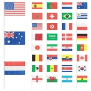 32PCS Hand Held Small National Flag On Stick International World Country Stick Flags Banners for Bar Party Decoration