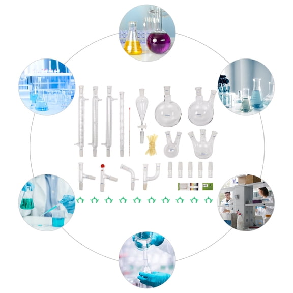 32PCS, Lab Chemilcal Unit 24/40 Joints Glass Organic Chemistry Lab Glassware Kit
