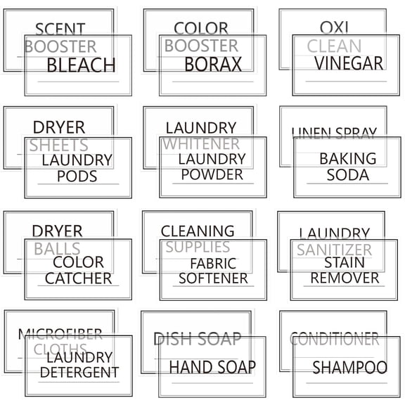 32PCS Laundry Room Labels Waterproof, Clear Laundry Labels for Jars, Transparent Stickers for Organizing Bottles, Detergent Dispensers & Storage Containers (2.8"X1.7")