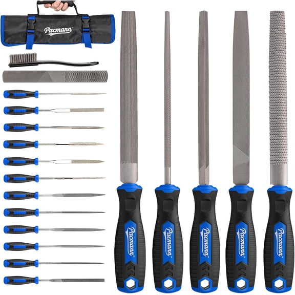32PCS Metal File Set, Diamond Steel Needle Files, Wood Rasp, 4 Way Riffler File, Sandpapers, Wire Brush with Tool Bag for Metal, Wood, Plastic, Jewelry Carving, Polishing