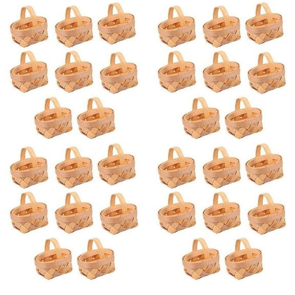32PCS Mini Woven Baskets with Handles for Favors Crafts Decor Photo Prop